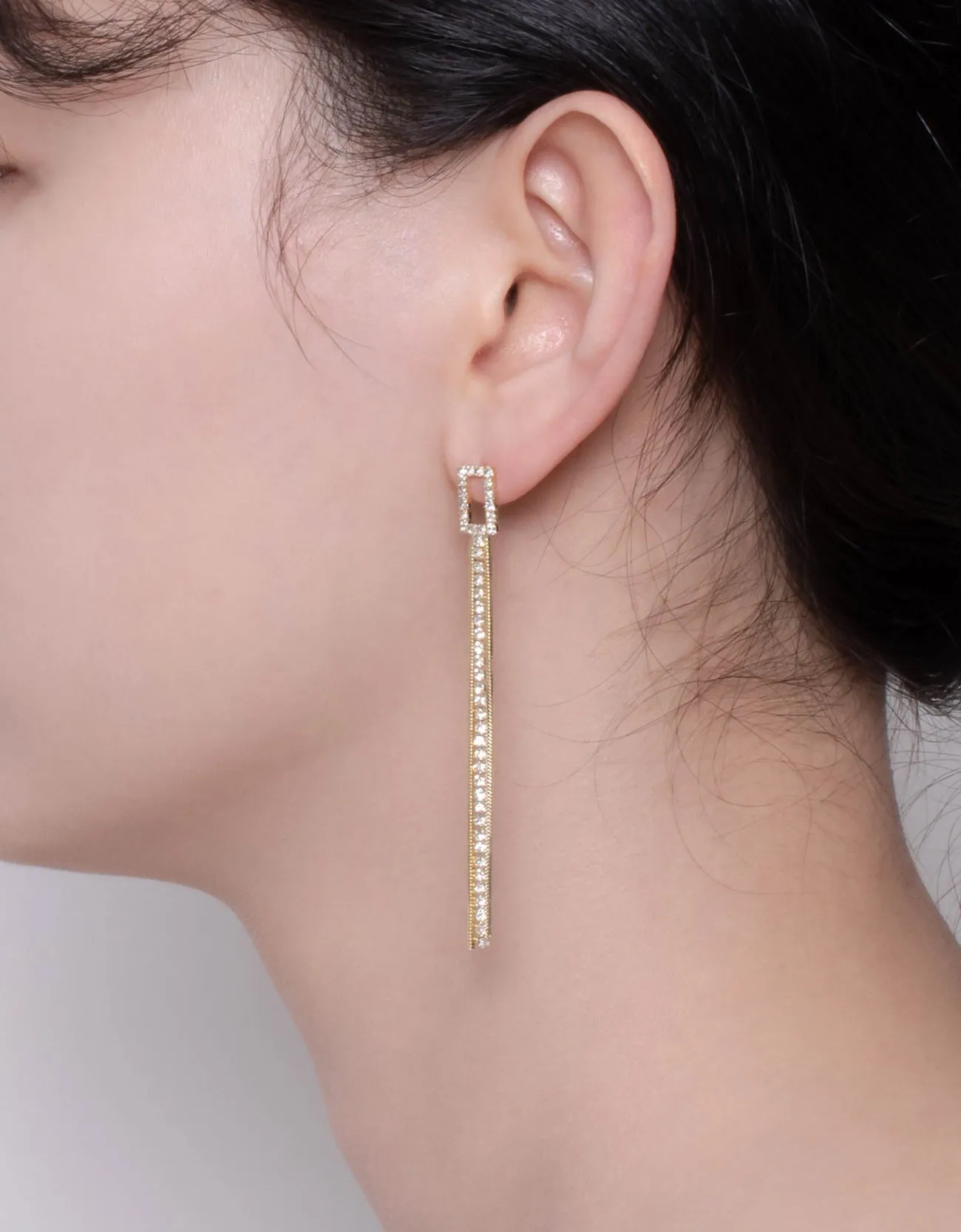 Sparkling Gold Chain Drop Earrings with Cubic Zirconias