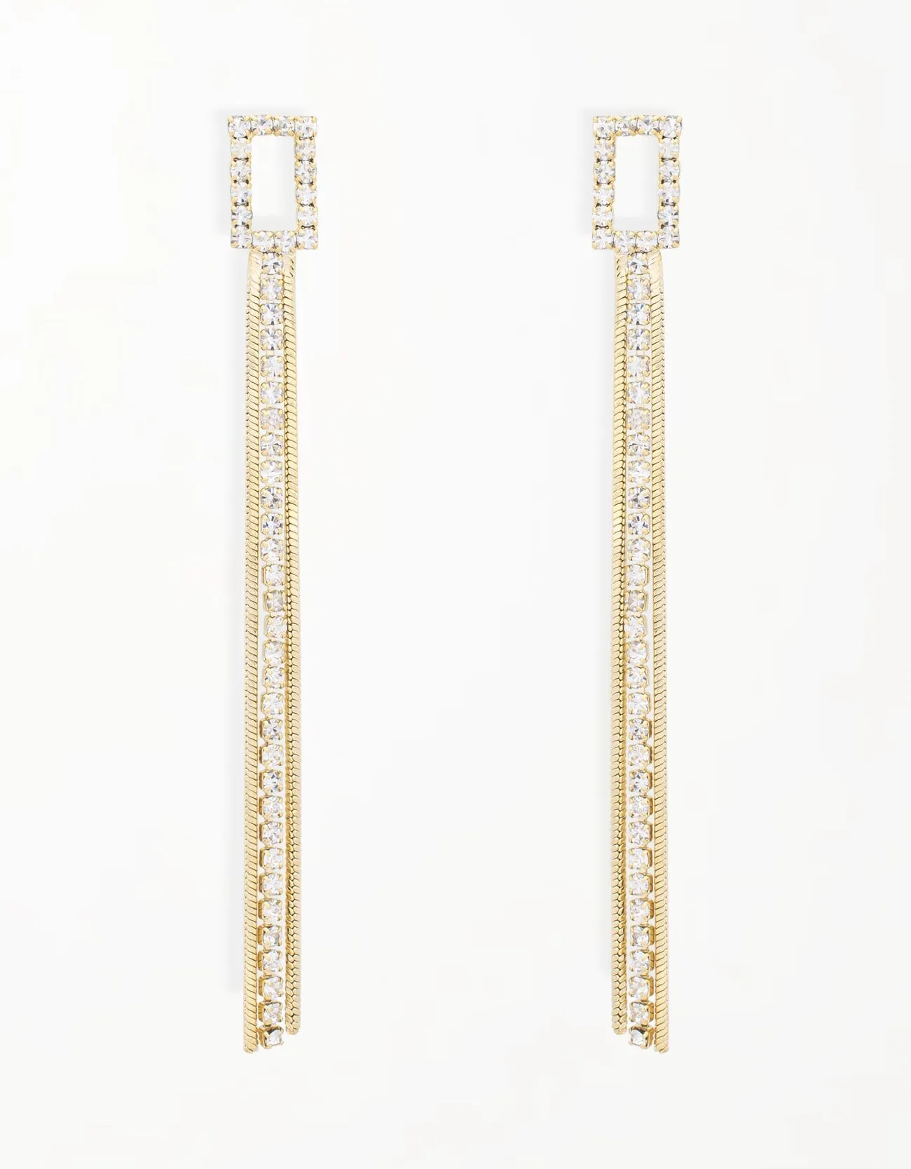 Sparkling Gold Chain Drop Earrings with Cubic Zirconias