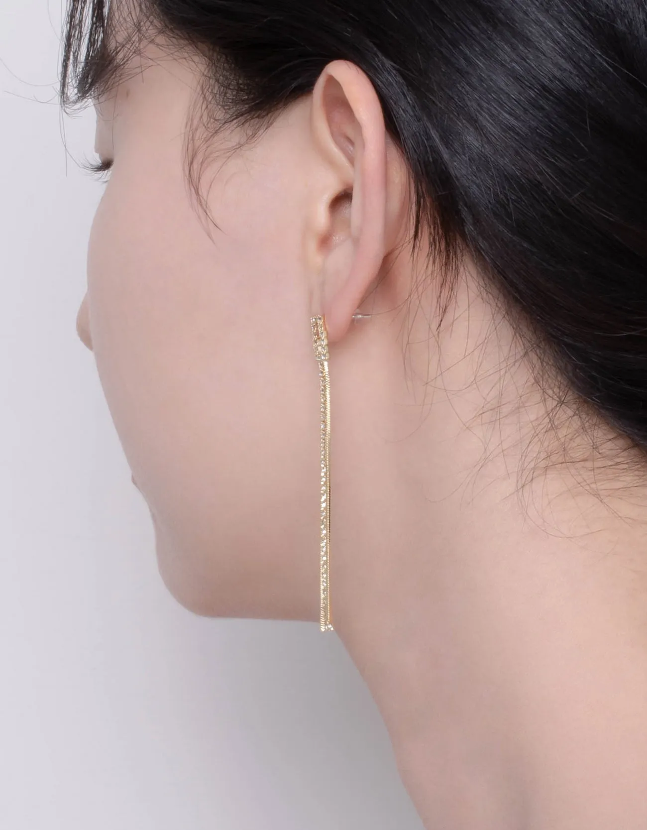 Sparkling Gold Chain Drop Earrings with Cubic Zirconias