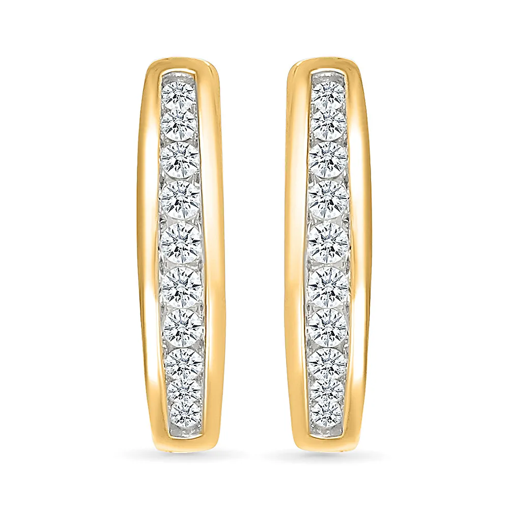 Sparkling Gold Diamond Hoops Earring