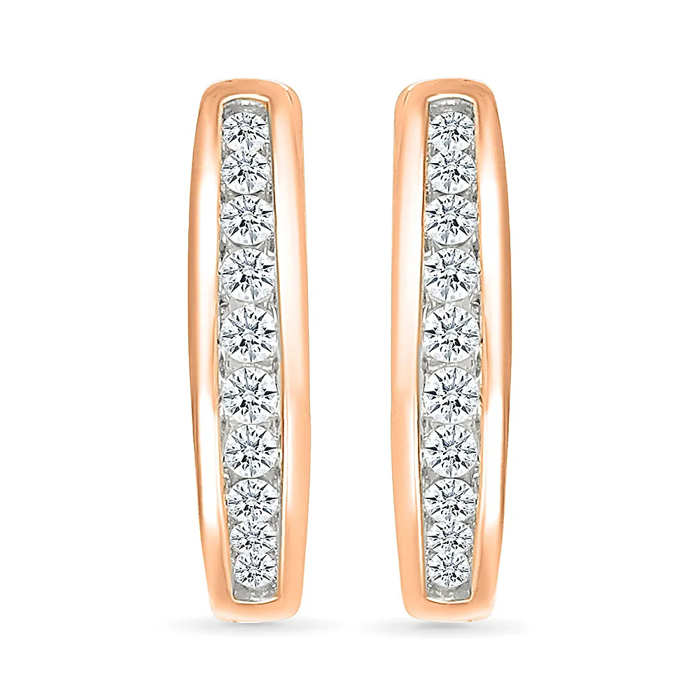Sparkling Gold Diamond Hoops Earring