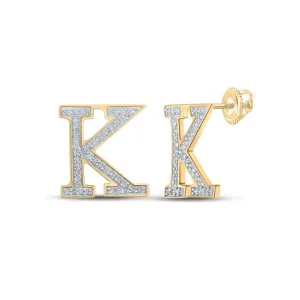 Sparkling Gold Initial Letter Diamond Earrings