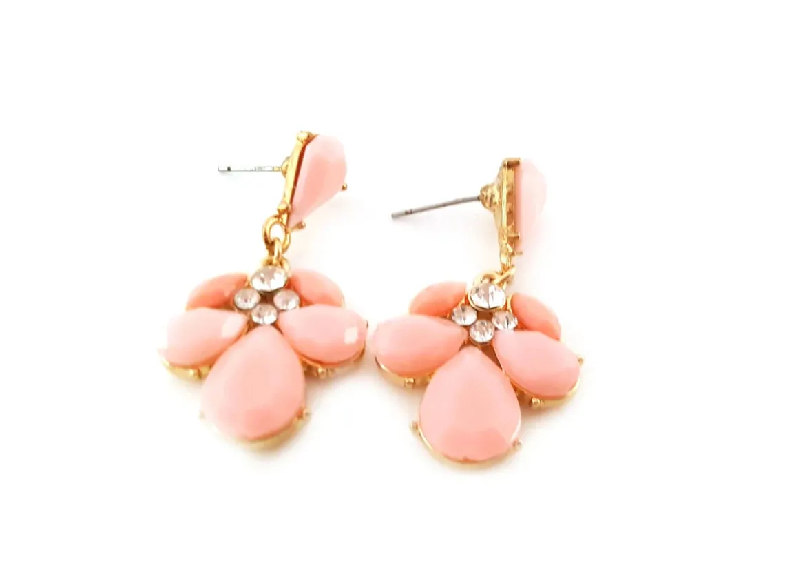 Sparkling Pink Drop Earrings - CZ Earrings