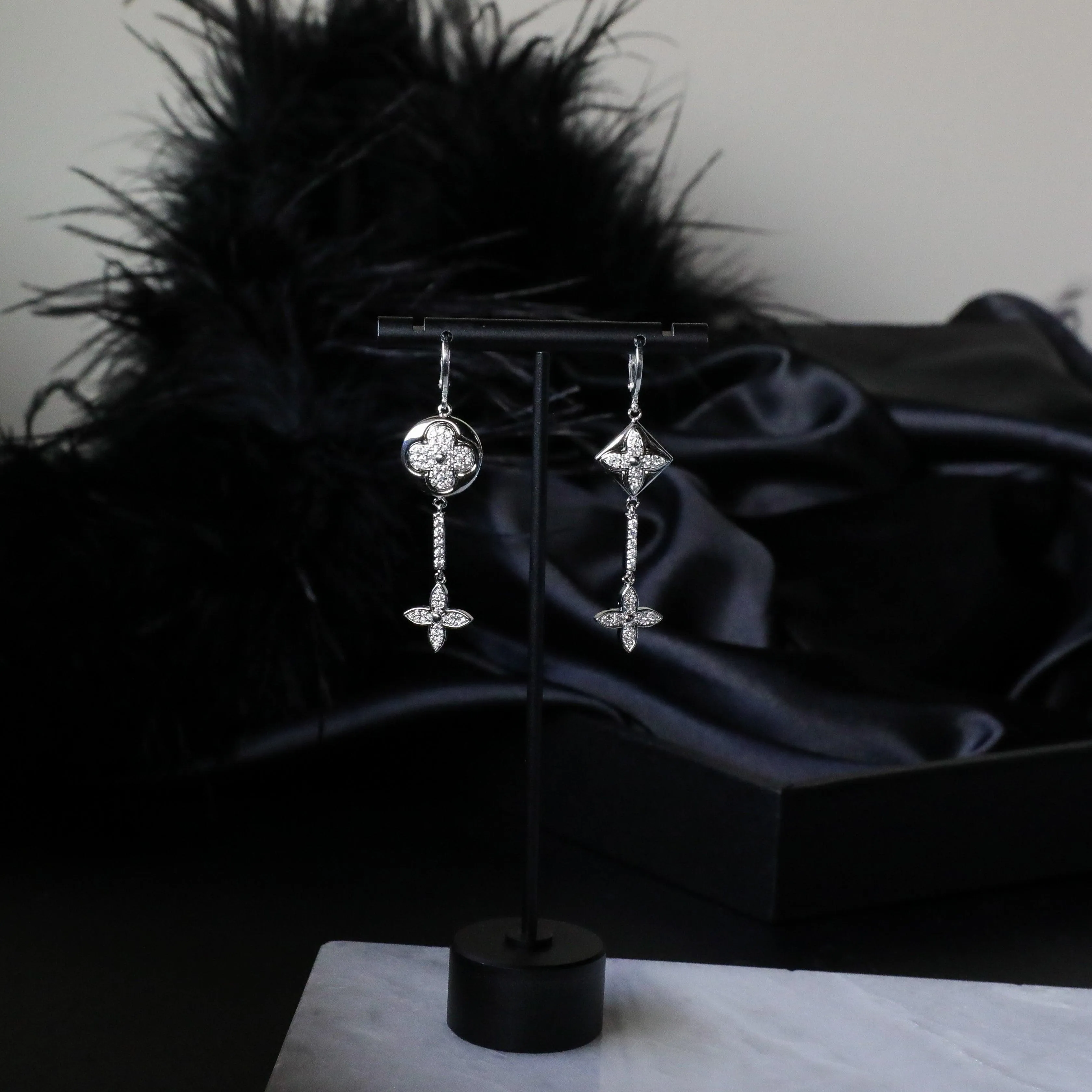 Sparkling Silver Drop Earrings