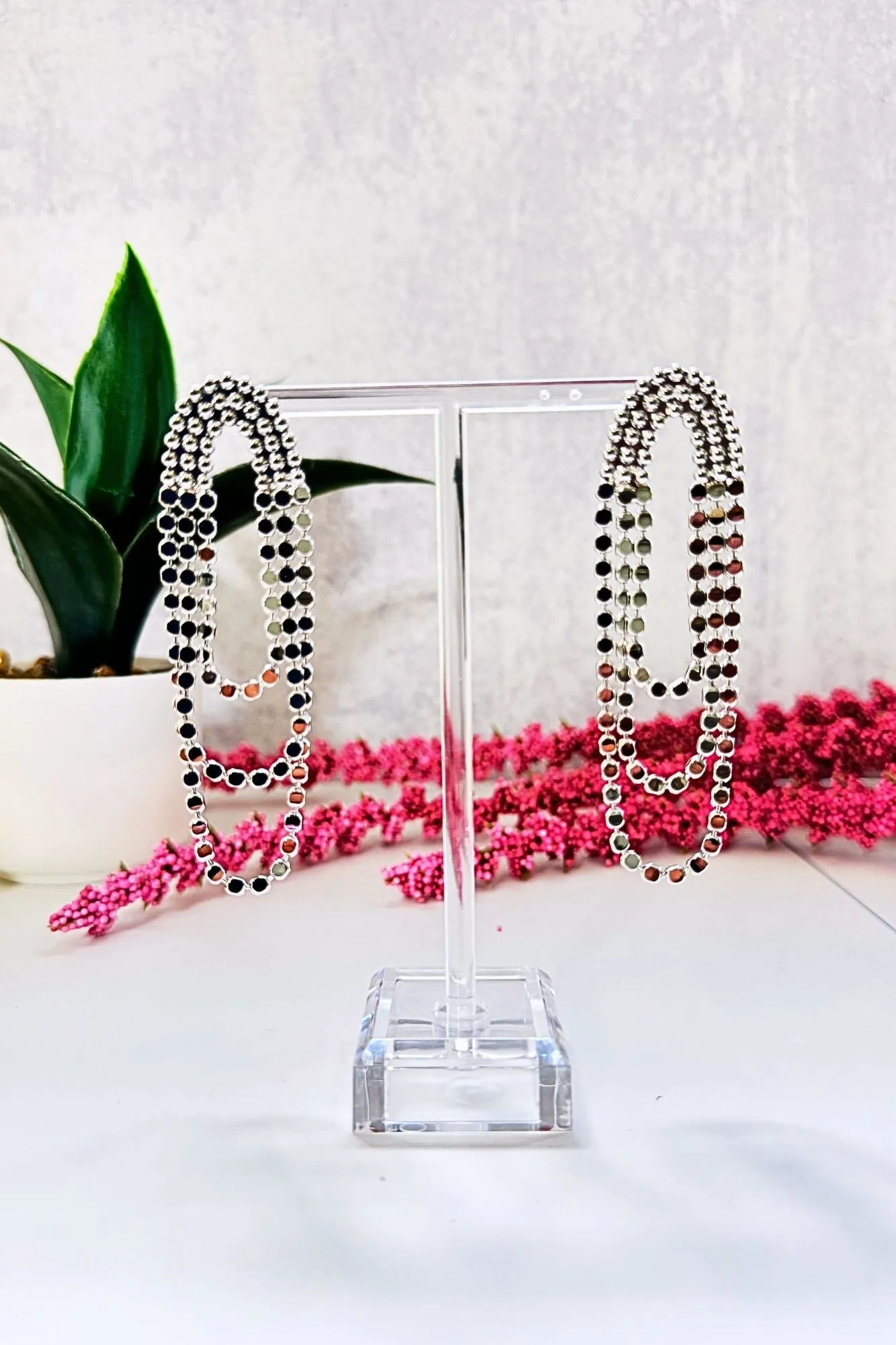 Sparkling Silver Drop Earrings