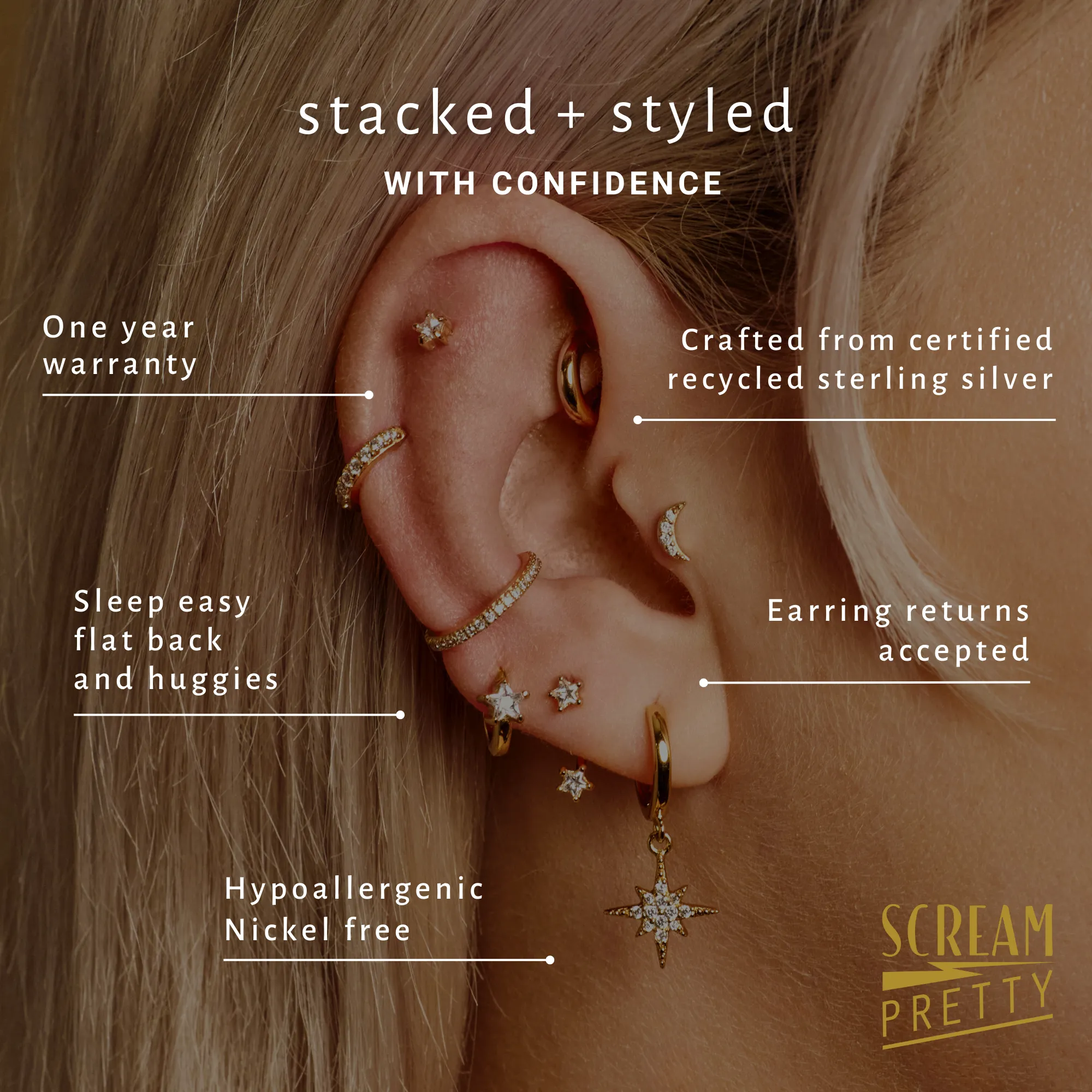 Sparkling Star Ear Party Earring Set