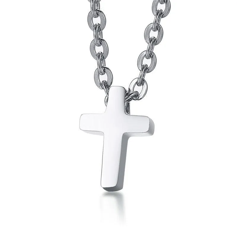 Stainless Steel Dainty Minimalist Cross Charming Sideway Cross Choker Necklace Pendant - Christian Jewellery