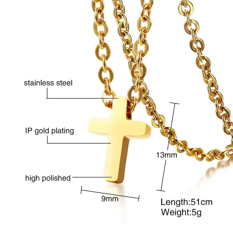 Stainless Steel Dainty Minimalist Cross Charming Sideway Cross Choker Necklace Pendant - Christian Jewellery