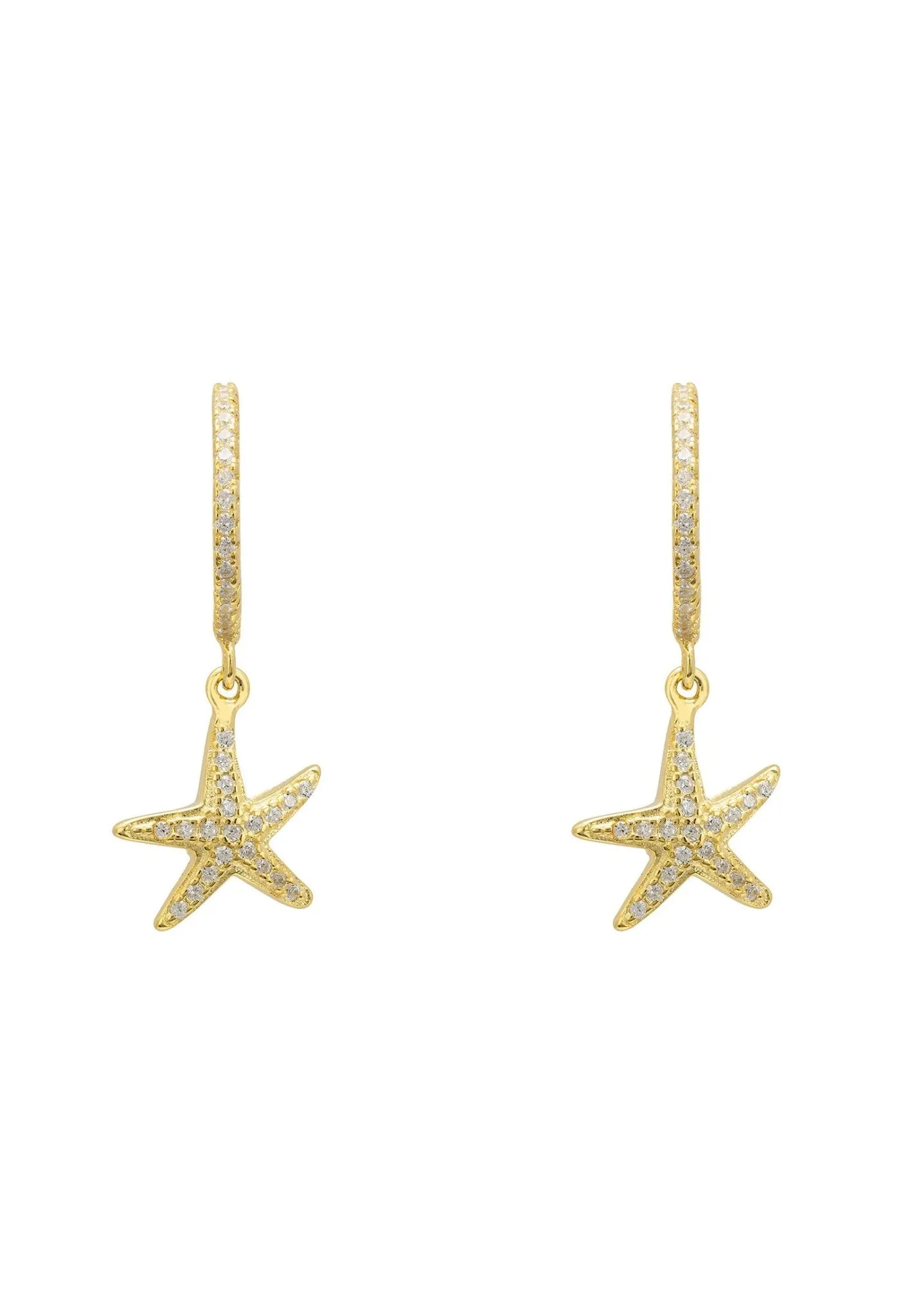 Starfish Sparkling Hoop Earrings Gold