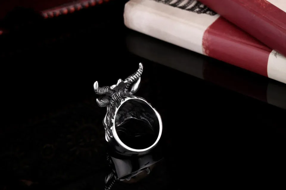 Steel soldier Stainless Steel goat Ring New men vintage Jewelry