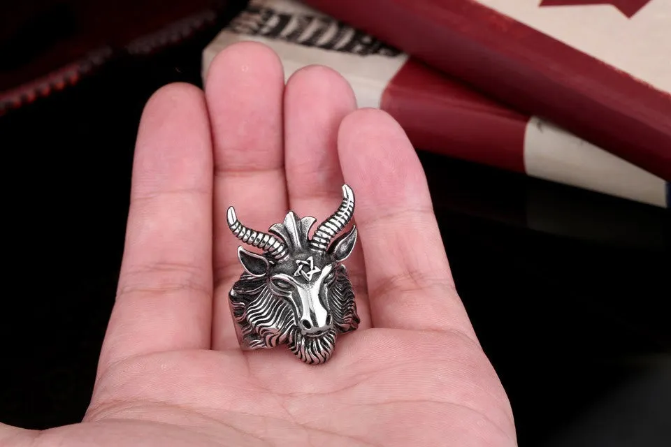 Steel soldier Stainless Steel goat Ring New men vintage Jewelry