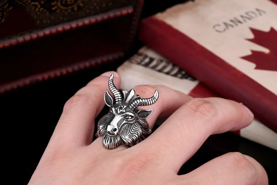 Steel soldier Stainless Steel goat Ring New men vintage Jewelry
