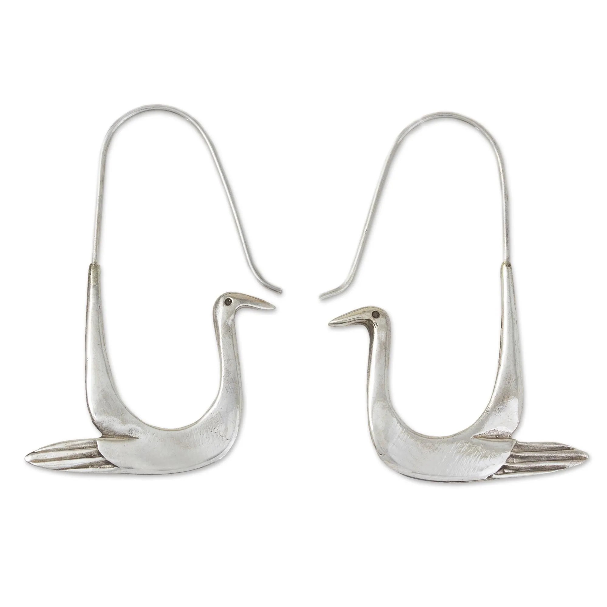 Sterling Silver Dove Hoop Earrings