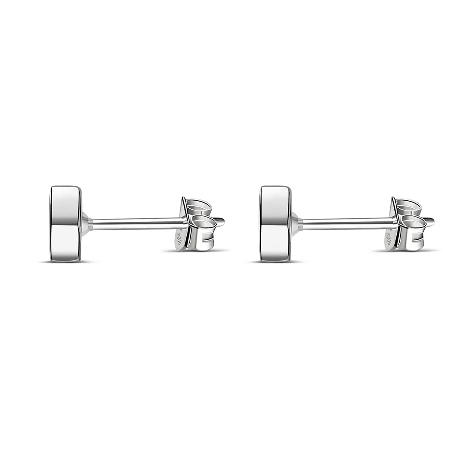 Sterling Silver Mother of Pearl Hexagon Stud Earrings