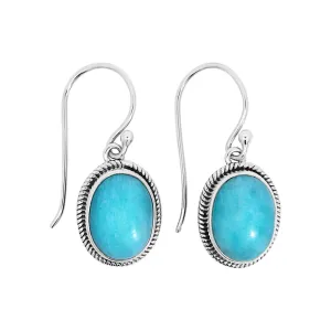 Sterling Silver Oval Amazonite Drop Earrings
