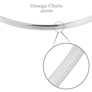 Sterling Silver Reversible Omega Chain 4mm, 18"