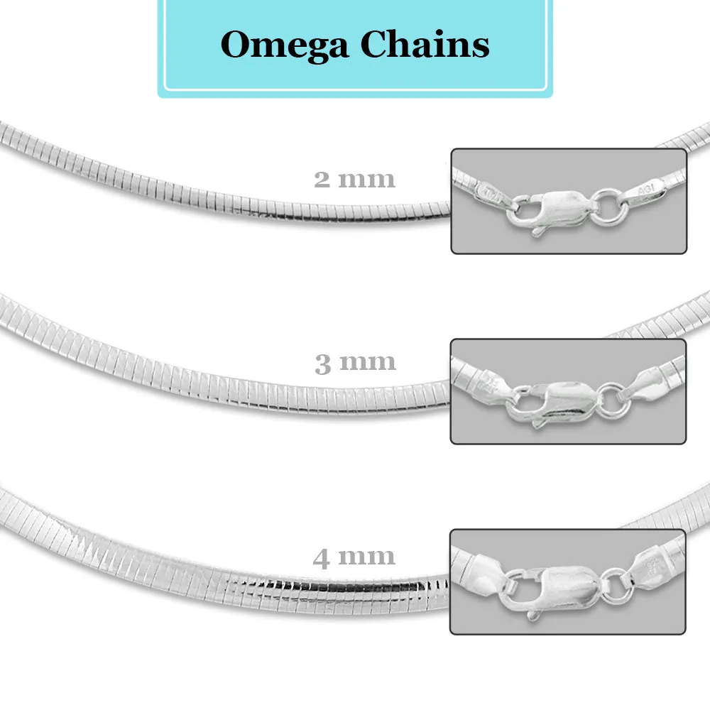 Sterling Silver Reversible Omega Chain 4mm, 18"
