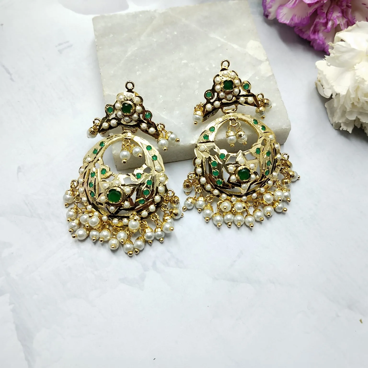 Suhasi Jadau Chandbali - Pearl Green