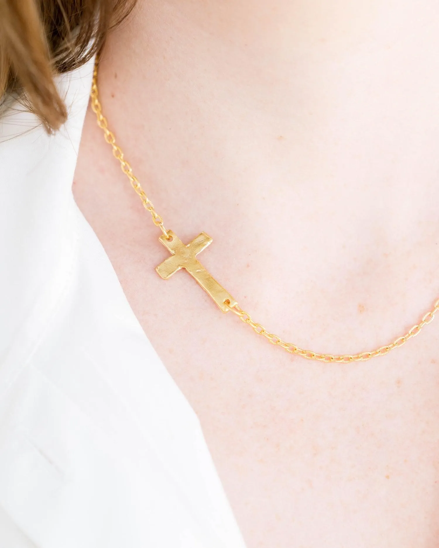 Susan Shaw Side Cross Dainty Necklace