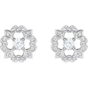 Swarovski SPARKLING DANCE FLOWER PIERCED EARRINGS, White, Rhodium -5396227