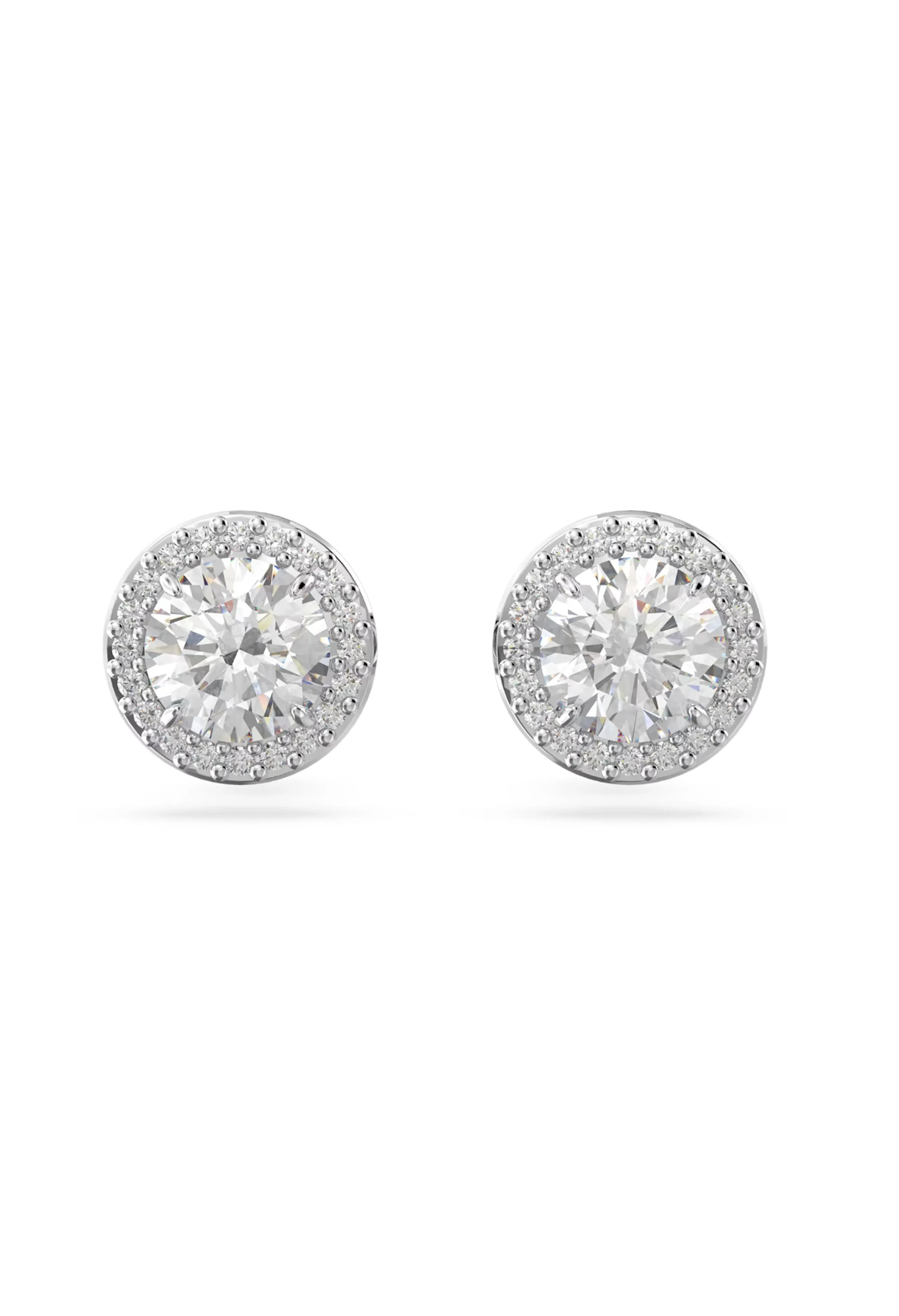 Swarovski Una Angelic Round Cut Pave Stud Earrings Rhodium Plated