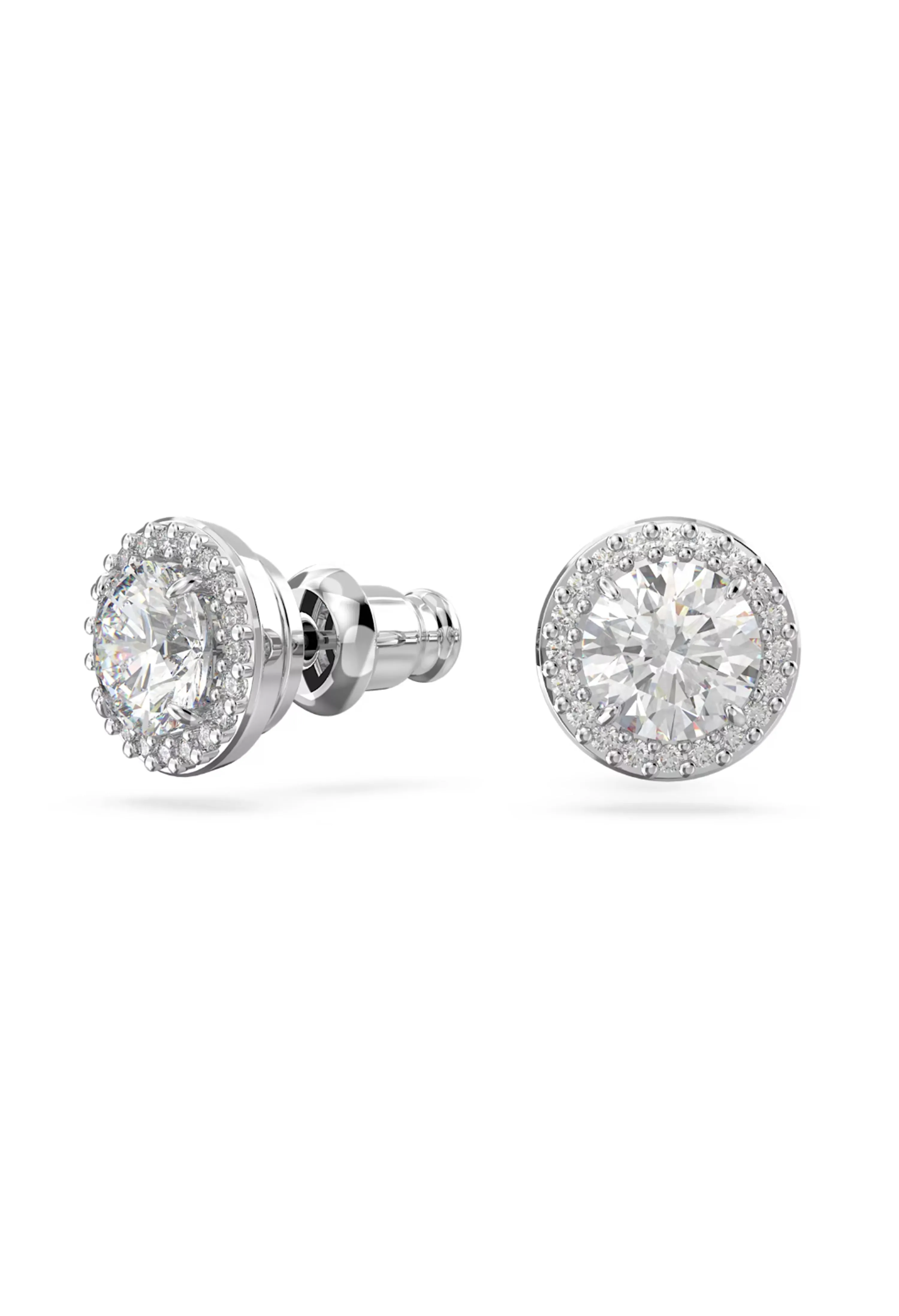 Swarovski Una Angelic Round Cut Pave Stud Earrings Rhodium Plated