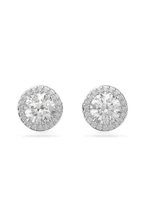 Swarovski Una Angelic Round Cut Pave Stud Earrings Rhodium Plated