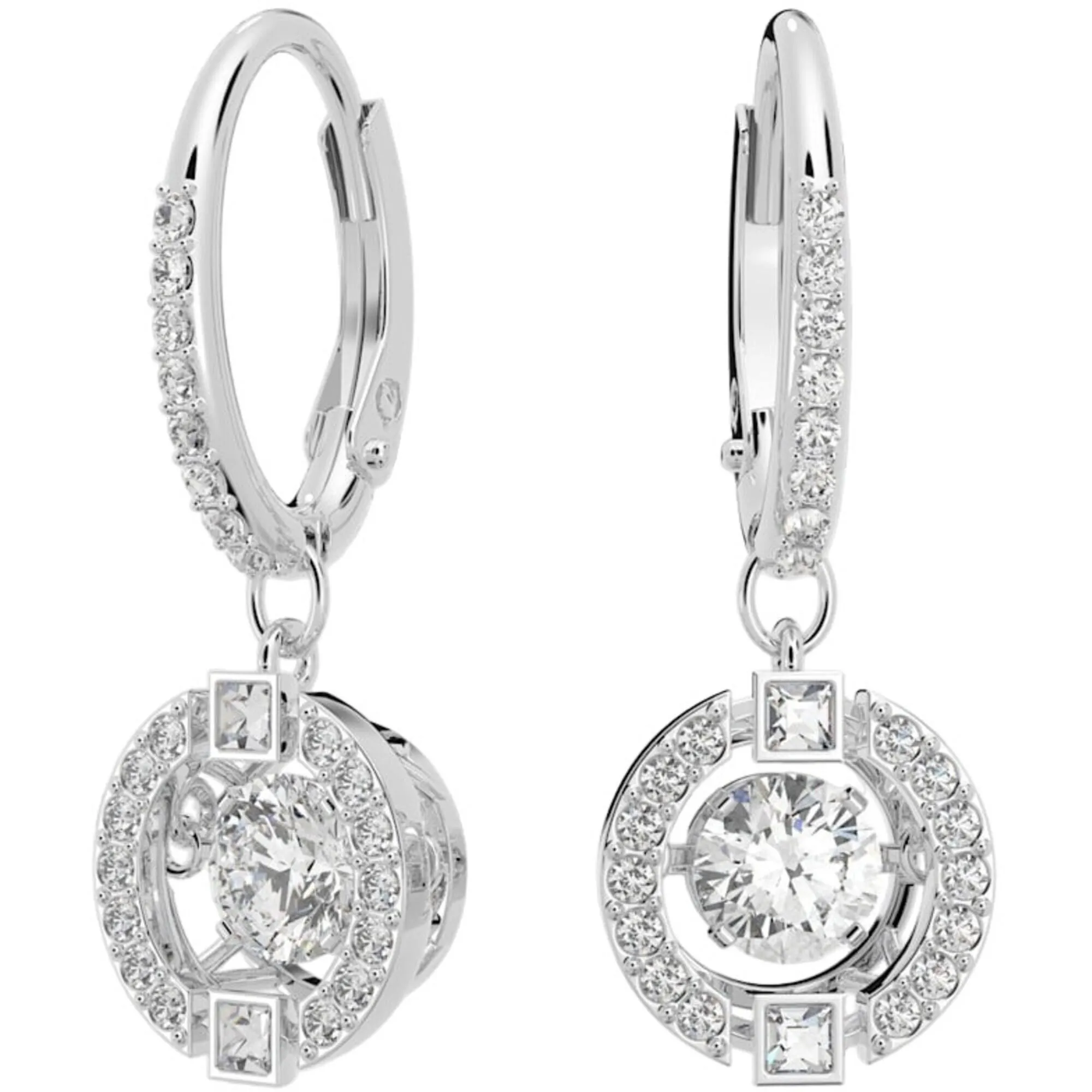 Swarovski Women's Earrings - Sparkling Dance Round Cut White Rhodium Plated | 5504652