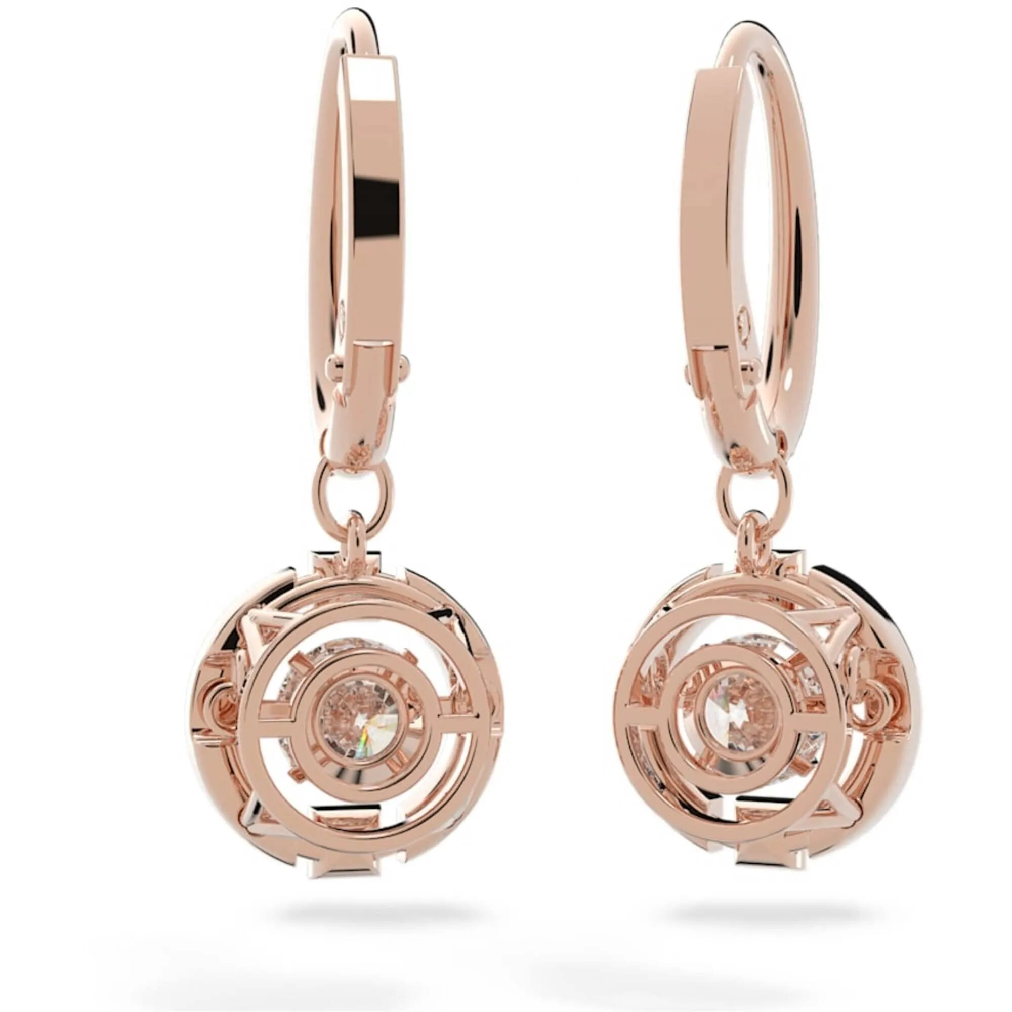 Swarovski Women's Earrings - Sparkling Dance Round Cut White Rose Gold Tone | 5504753