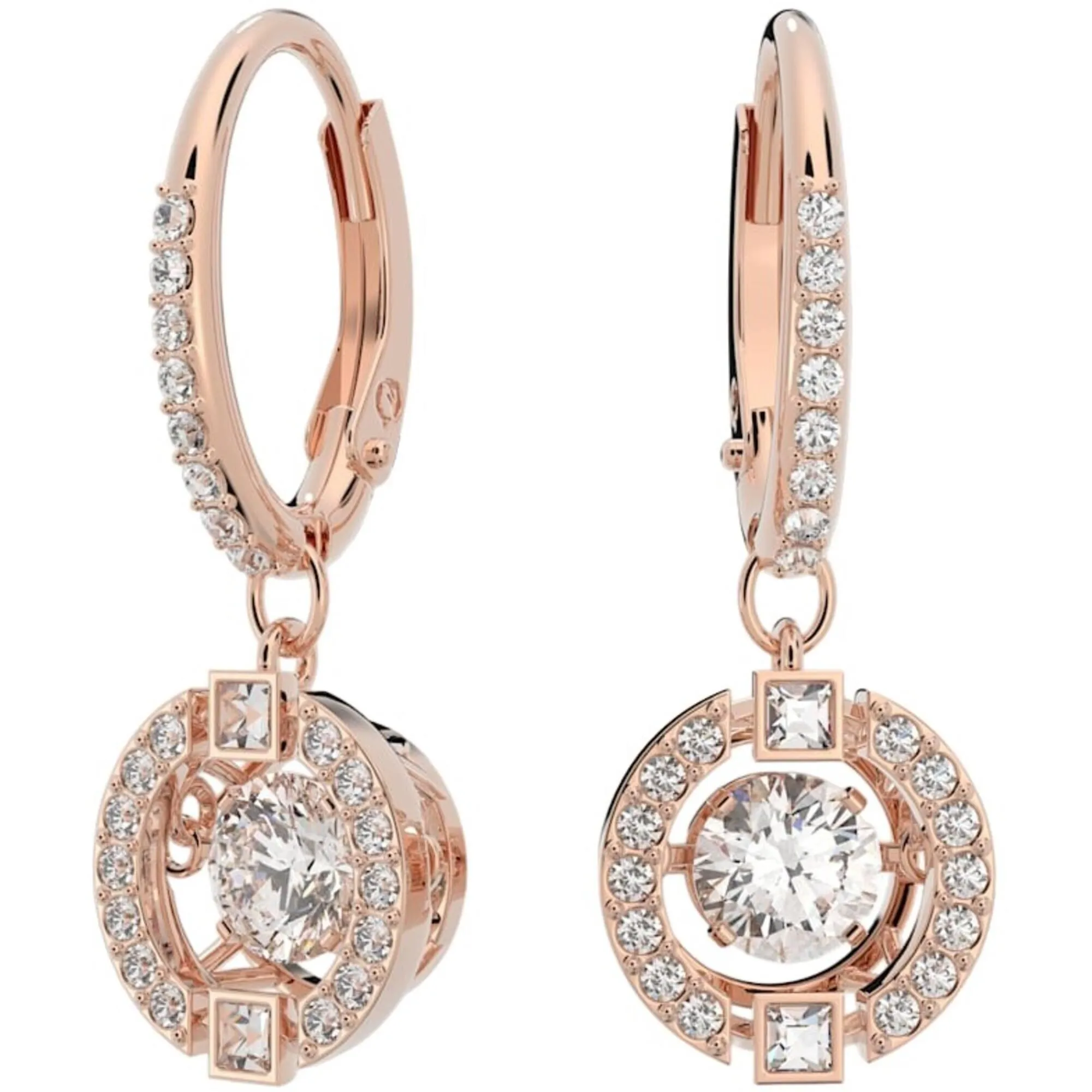 Swarovski Women's Earrings - Sparkling Dance Round Cut White Rose Gold Tone | 5504753
