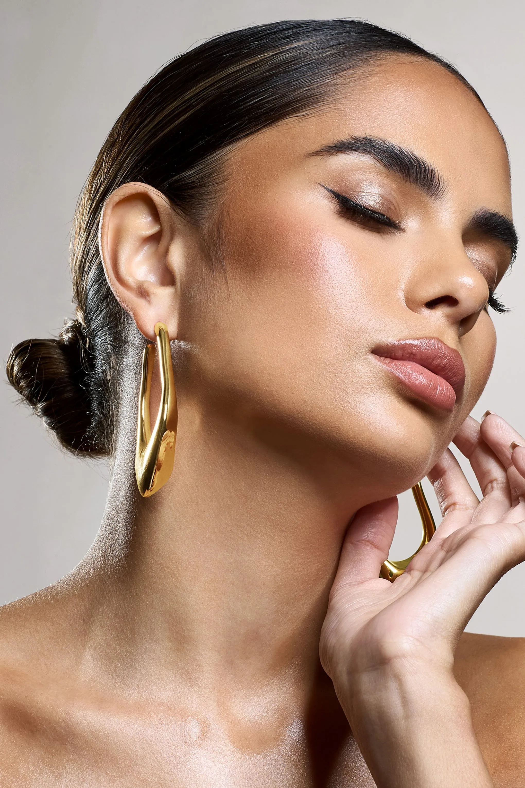 Tanzania | Gold Abstract Dangle Hoop Earrings