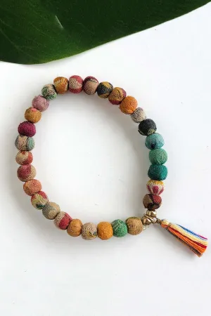 Tasseled Kantha Bead Bracelet