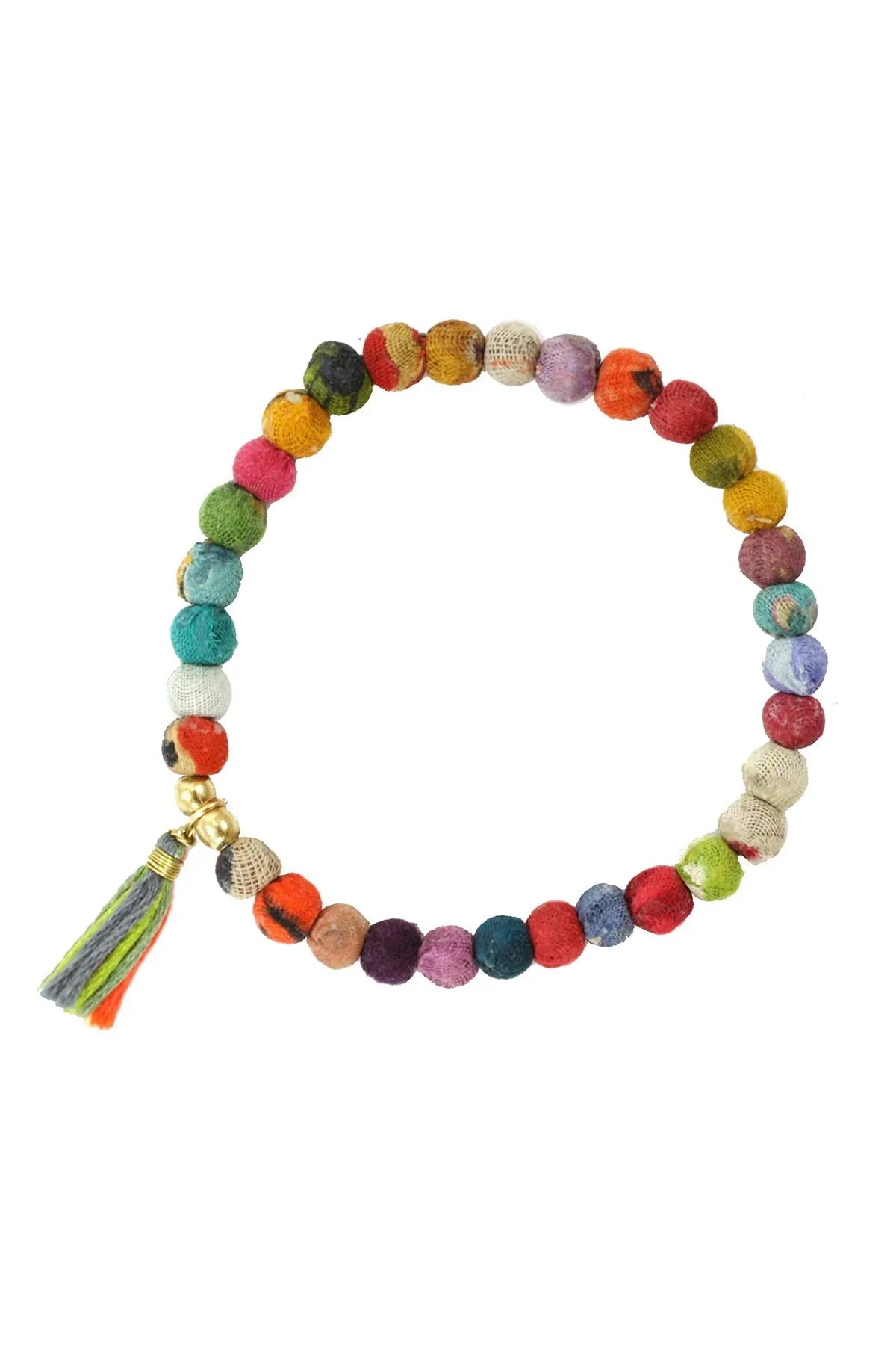 Tasseled Kantha Bead Bracelet