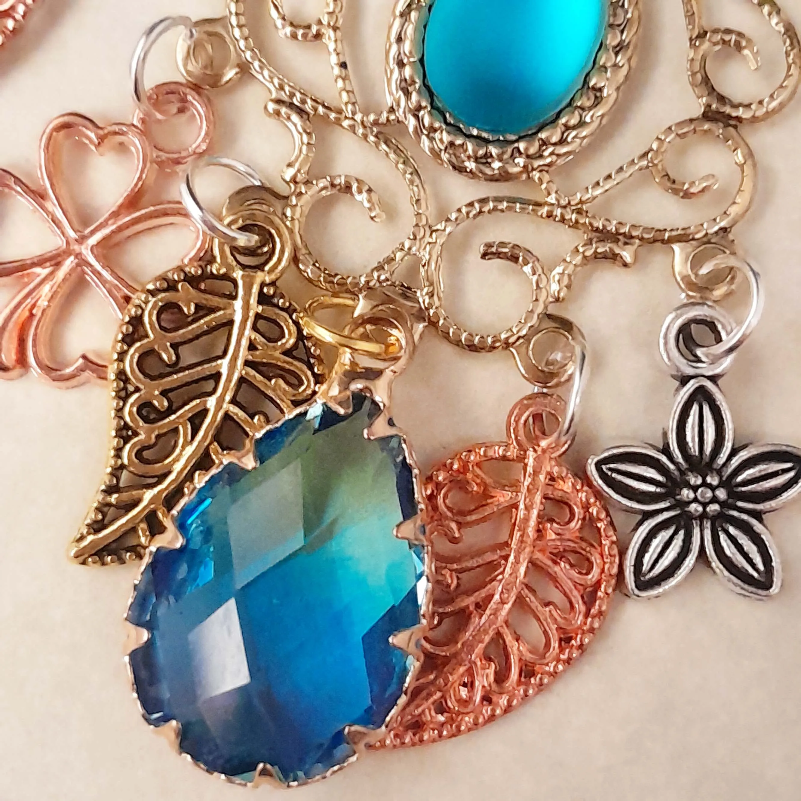 Teal Crystal Chandelier Earrings