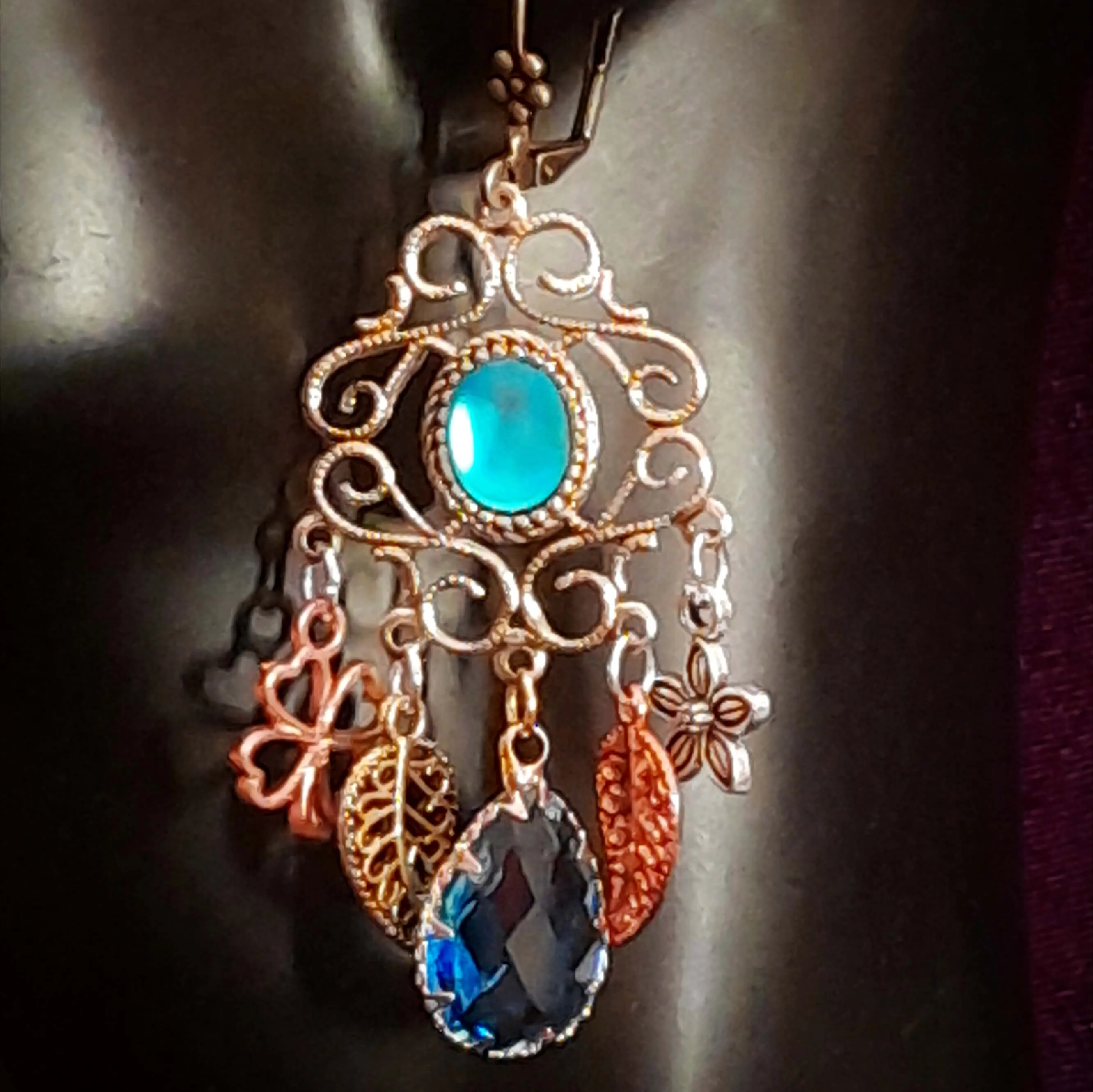 Teal Crystal Chandelier Earrings