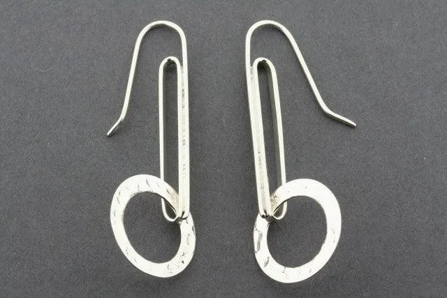 Textured circle drop earring - sterling silver