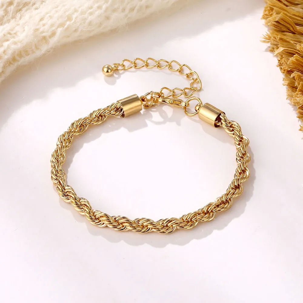 Thick Vintage Punk Metal Double Chain Pendant Bracelets