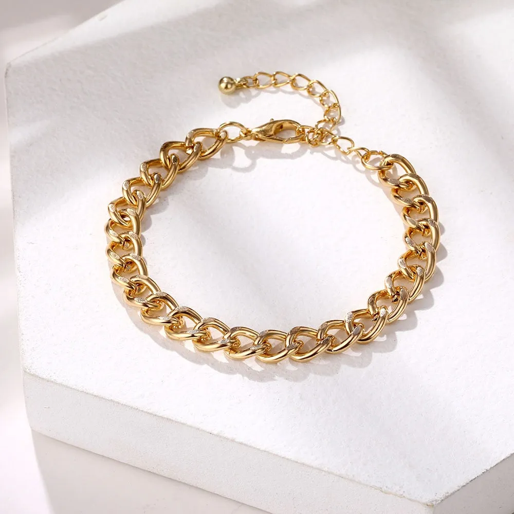 Thick Vintage Punk Metal Double Chain Pendant Bracelets
