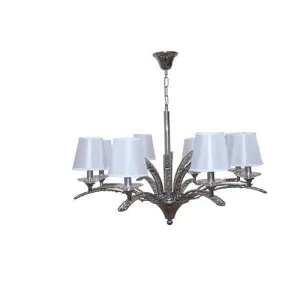 Tiara Chandelier - 8 Bulbs - Love Square White Satin - Chrome