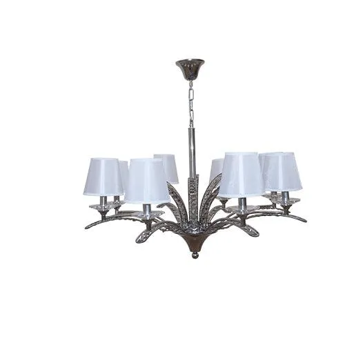 Tiara Chandelier - 8 Bulbs - Love Square White Satin - Chrome