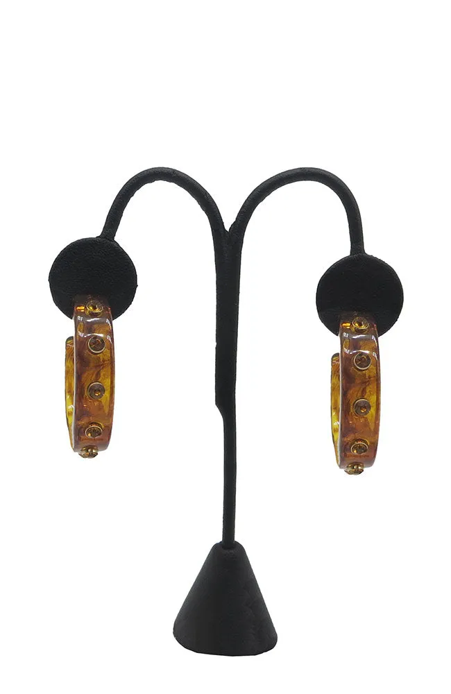 Tortoise Crystal Station Acetate Hoops