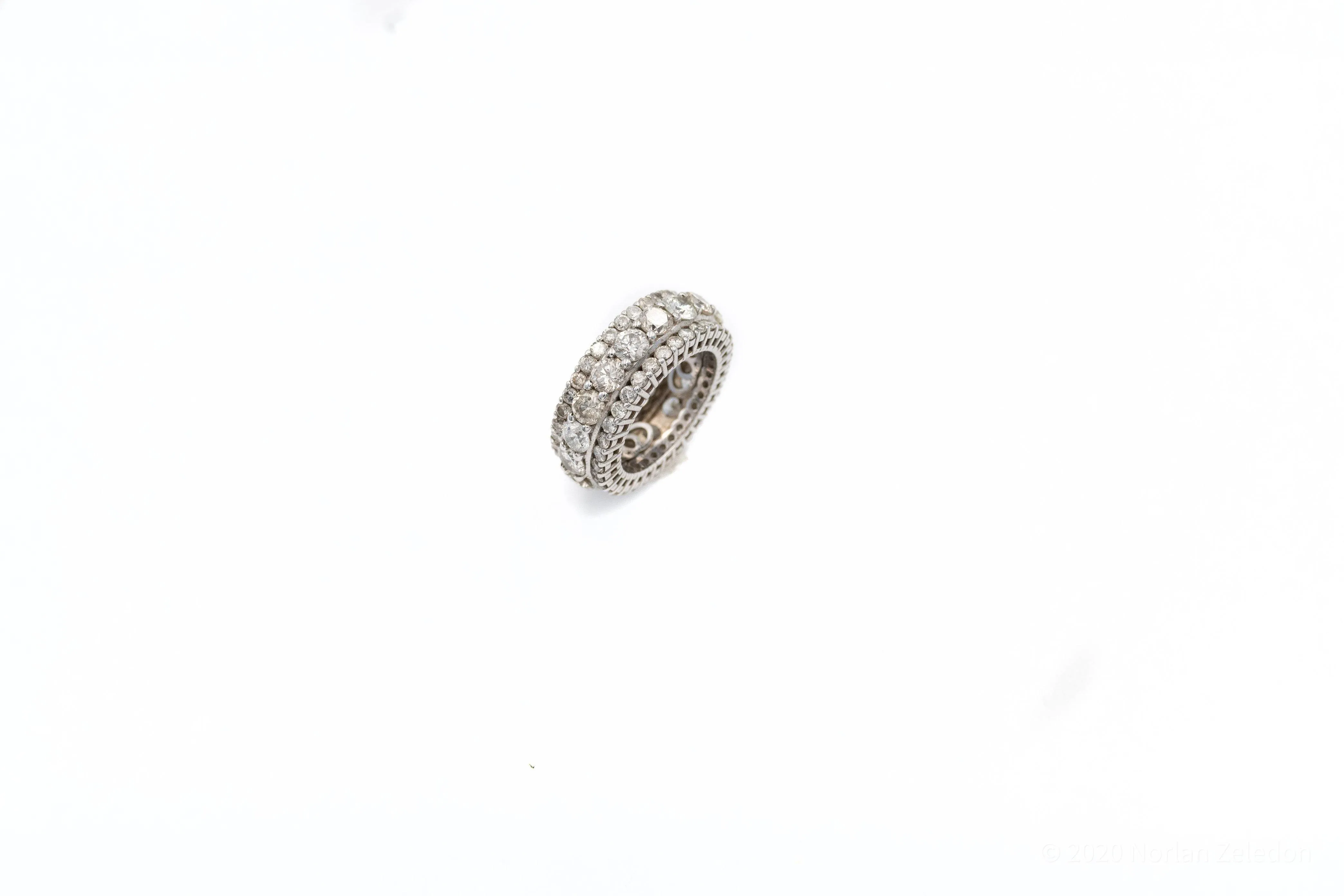 Triple Diamond Row White Gold Ring