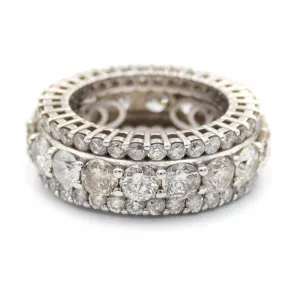 Triple Diamond Row White Gold Ring