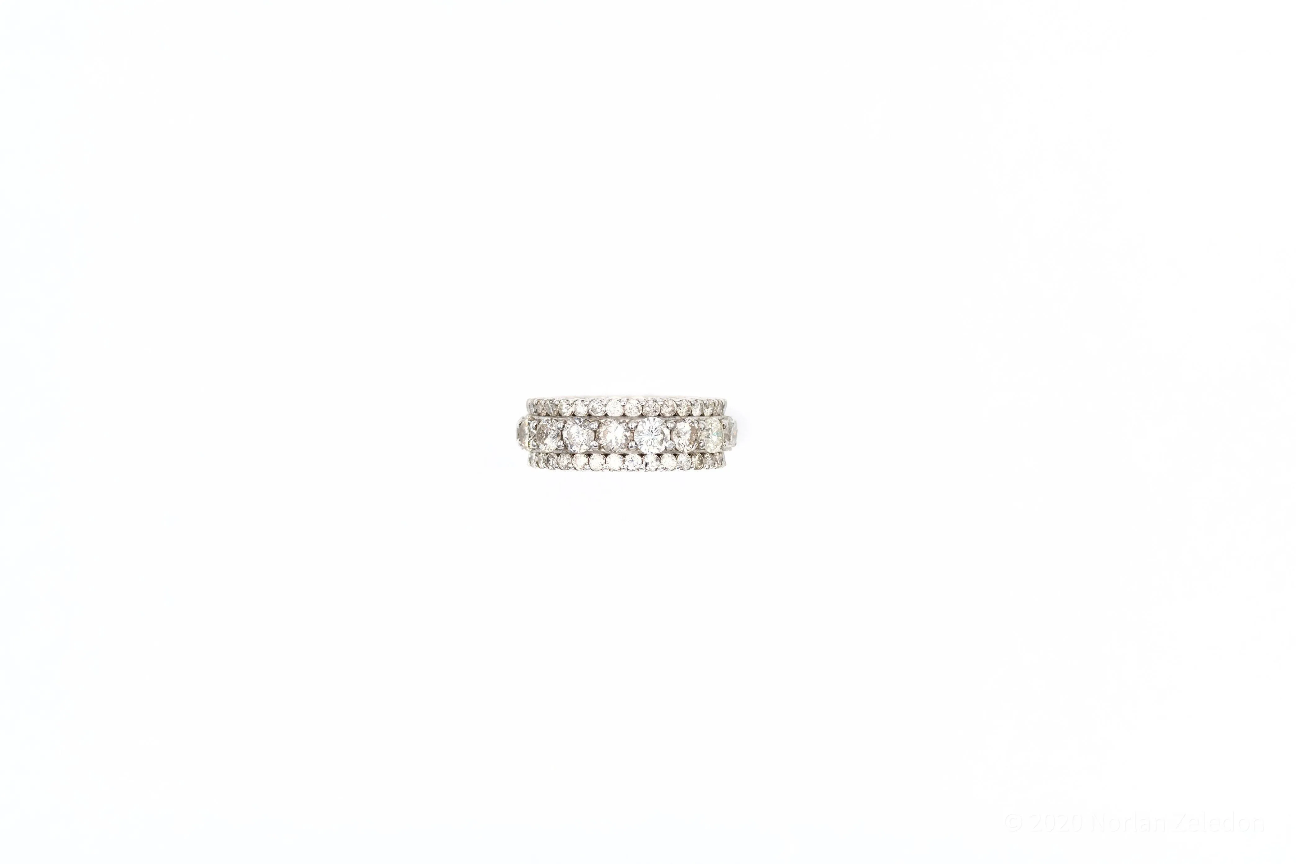 Triple Diamond Row White Gold Ring
