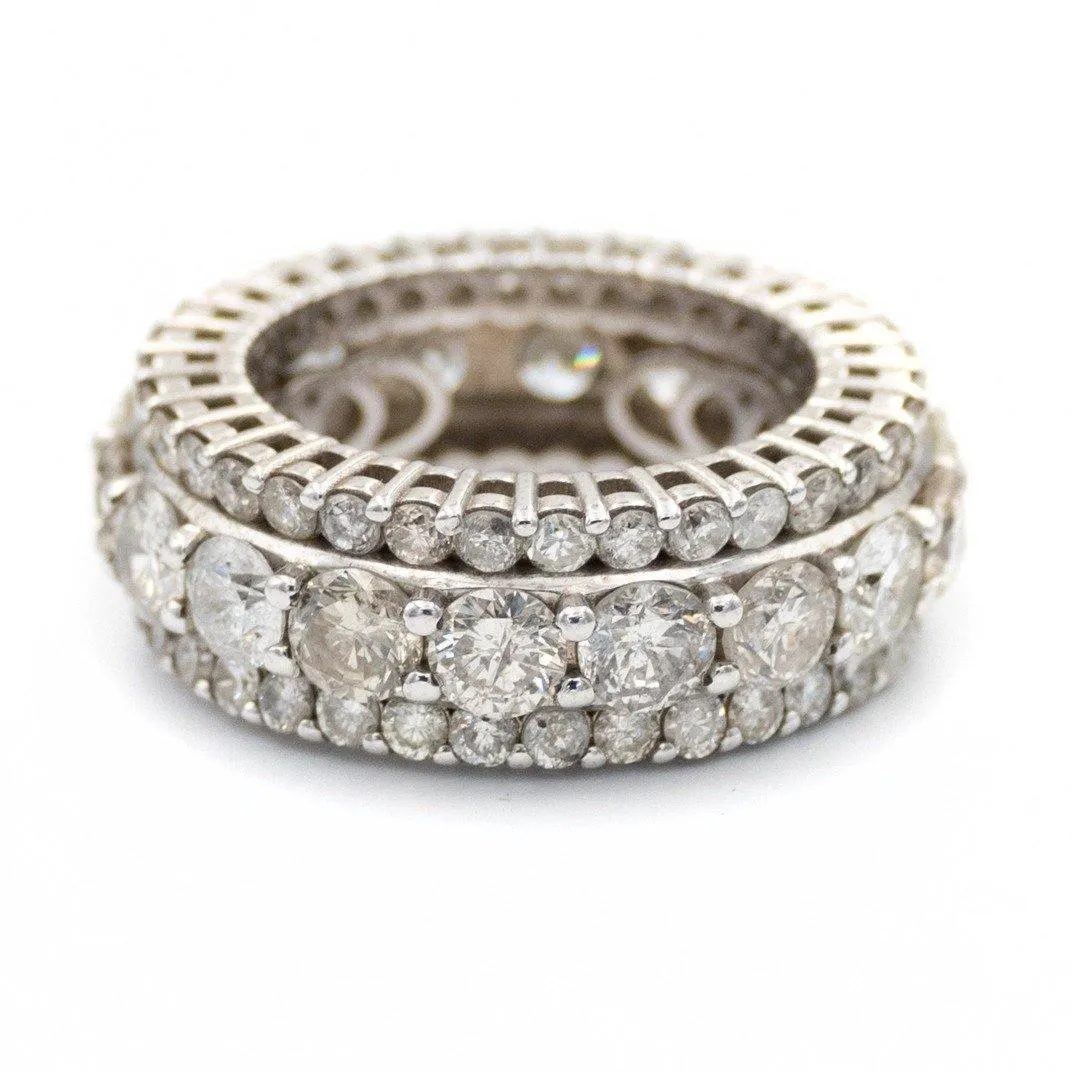 Triple Diamond Row White Gold Ring
