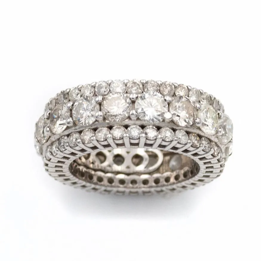 Triple Diamond Row White Gold Ring