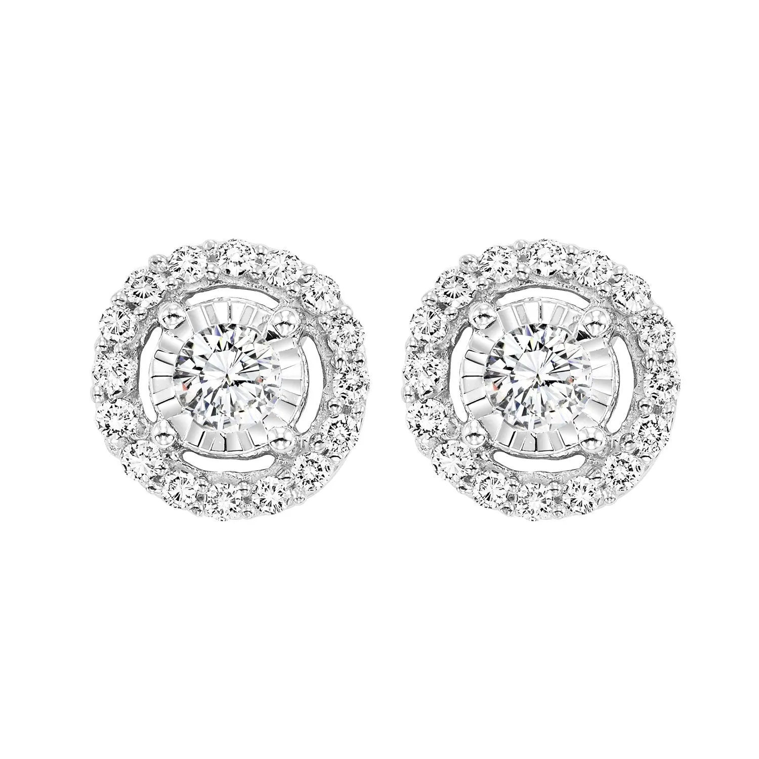 True Reflections Halo Diamond Stud Earrings 1/2 Cttw