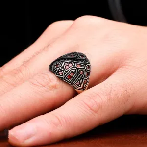 Turkish Cocktail Zircon Men's Ring Handmade Exclusive Design