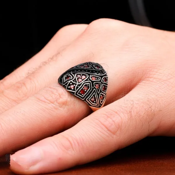 Turkish Cocktail Zircon Men's Ring Handmade Exclusive Design