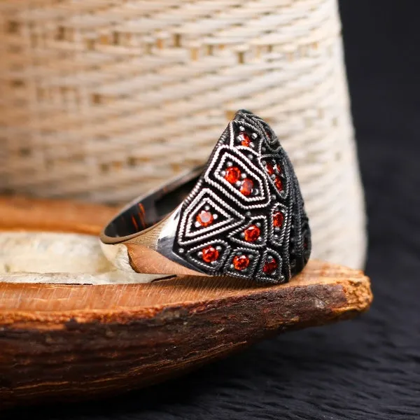 Turkish Cocktail Zircon Men's Ring Handmade Exclusive Design